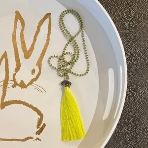 Yellow Tassel Beaded Necklace